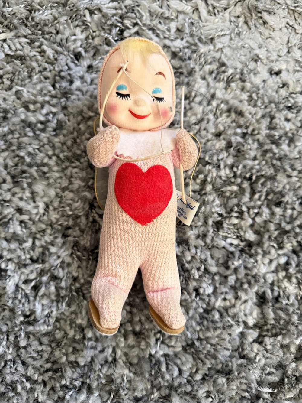 adidas Pink Knit Doll with Red Heart Accent made in Japan